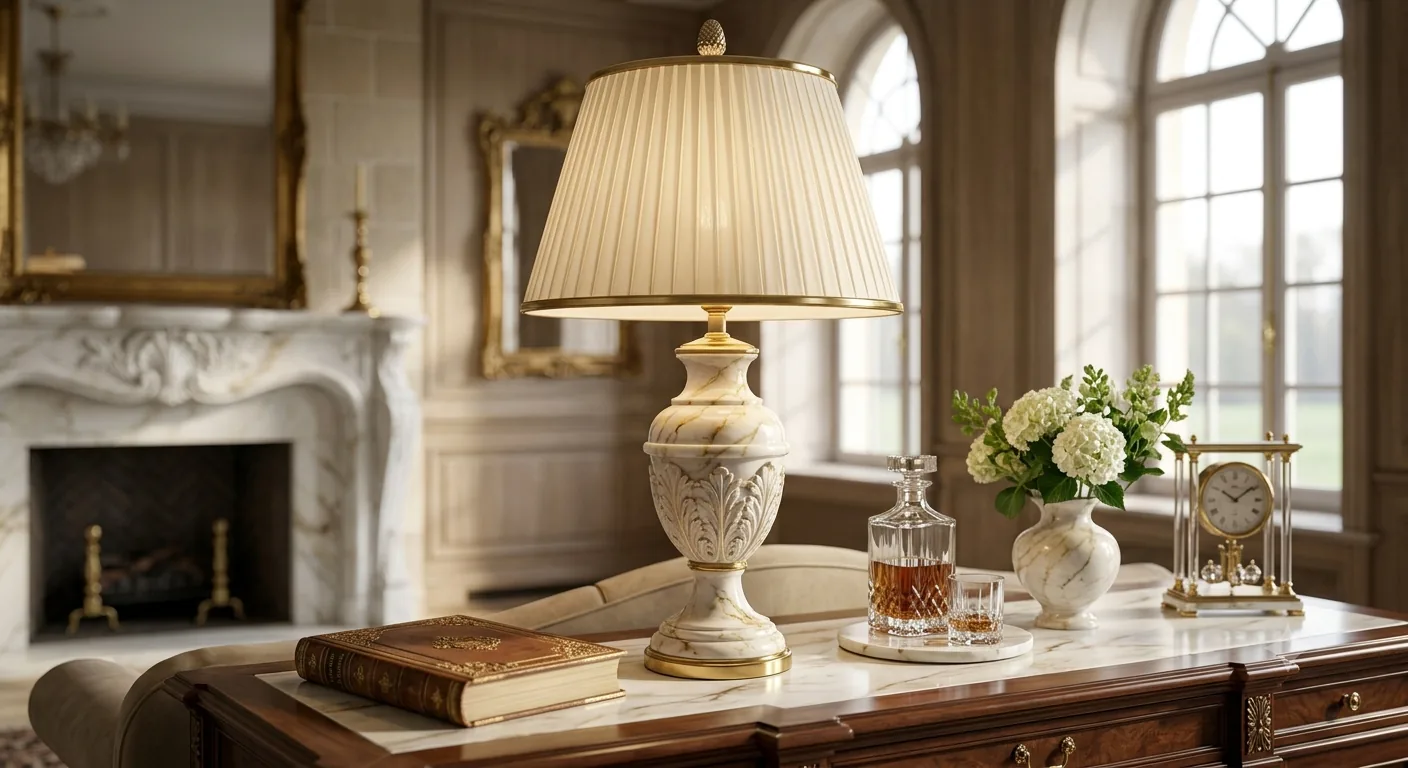Globo Marble Table Lamp hand-carved from Carrara White marble